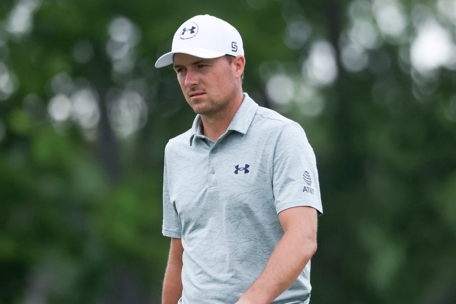 Jordan Spieth walks the fairway of the 16th hole during the first round of the CJ Cup Byron Nelson golf tournament in McKinney, Texas, Thursday, May 1, 2025. (AP Photo/Gareth Patterson)