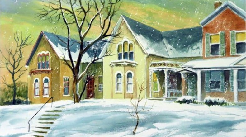 The painting "Winter Sunset" by artist David L. Smith is part of the current exhibition "On a Snowy Evening" that will be part of the Springfield Museum of Art's Holiday at the Museum open house event on Saturday./Contributed
