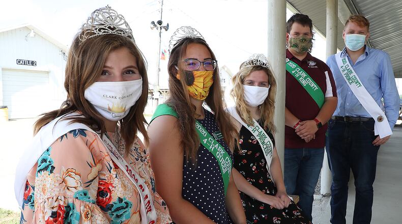 This year's Clark County Fair royalty are, from left, Mozie van Raaij is the 2020 Clark County Fair Queen, Madison Trinkle is the 4-H Queen, Mackenzie Blair is the 4-H Princess, Seth Richardson is the 4-H King, and Andrew Ryan is the 4-H Prince. BILL LACKEY/STAFF