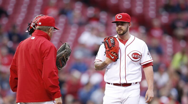CINCINNATI, OH - MAY 02: Brandon Finnegan #29 of the Cincinnati Reds looks on after giving up three runs in the second inning of the game against the San Francisco Giants at Great American Ball Park on May 2, 2016 in Cincinnati, Ohio. (Photo by Joe Robbins/Getty Images)