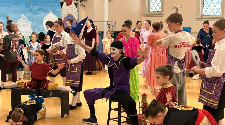 Several of the 130 members of the Ohio Performing Arts Institute's 35th anniversary performance of "The Nutcracker" did their dress rehearsal on Sunday afternoon in anticipation of performances on Friday and Saturday at the Clark State Performing Arts Center.