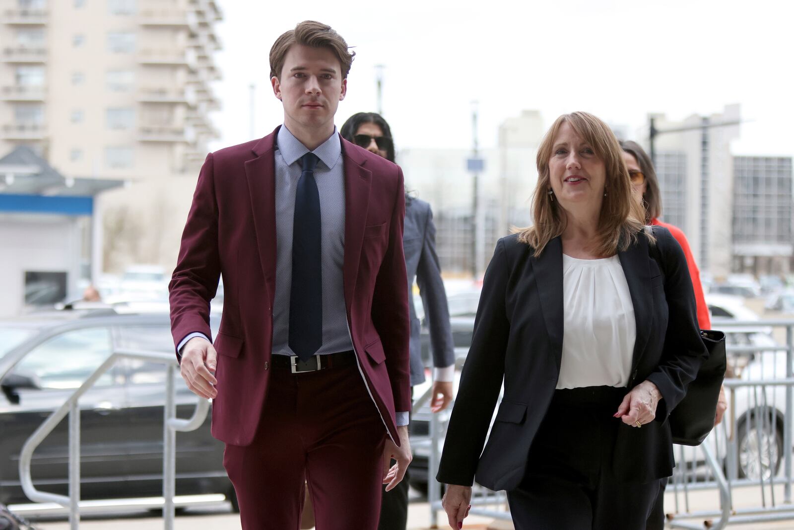 Carter Hart, one of five members of Canada’s 2018 world junior hockey team charged with sexual assault last year for an incident that allegedly took place in June 2018, arrives at the London Courthouse in London, Ontario, Wednesday, April 23, 2025. (Nicole Osborne/The Canadian Press via AP)
