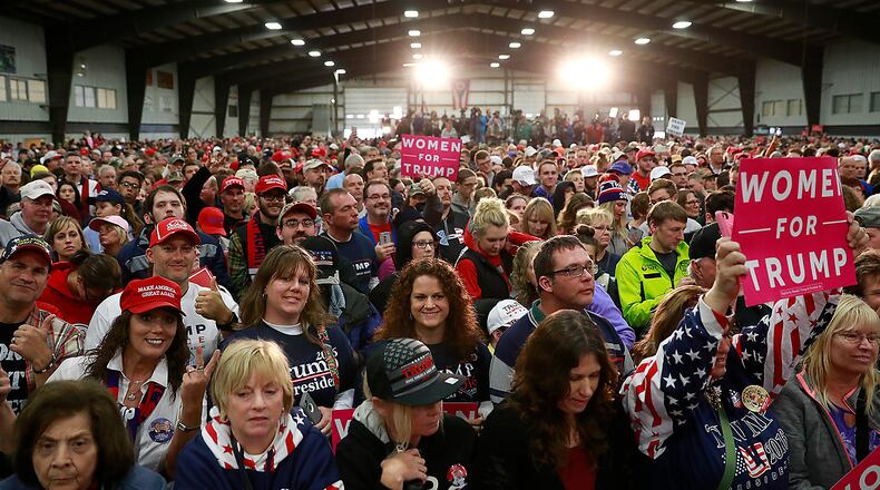 Thousands of people crowded into the Champions Center at the Clark County Fairgrounds in 2016 to see Donald Trump during a campaign stop. Bill Lackey/Staff