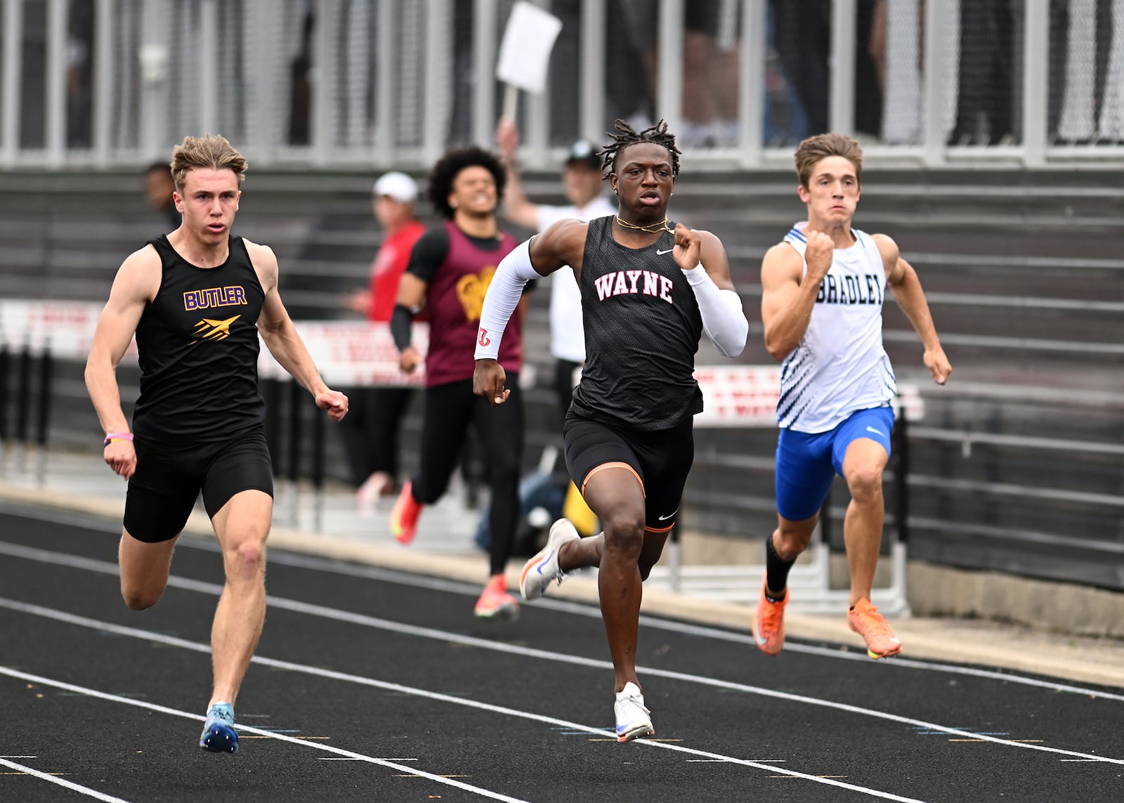 The Wayne Invitational  May 2 in Huber Heights. Wayne Boys 100 meter dash Jamier Averette-Brown