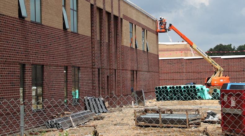 Construction of the new Greenon School Tuesday, August 4, 2020. BILL LACKEY/STAFF