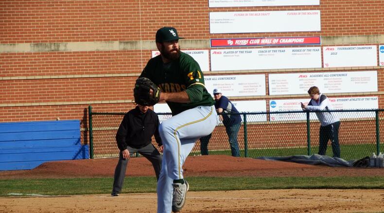 Wright State’s Jesse Scholtens fires a pitching during last week’s perfect game against Dayton. Photo courtesy of Wright State