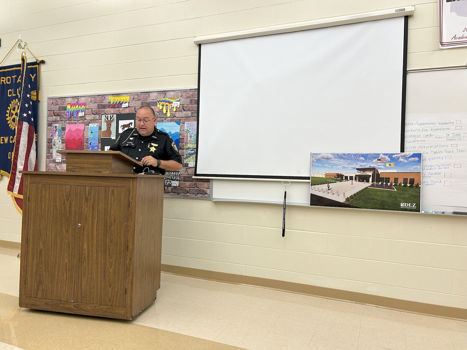Clark County Sheriff Chris Clark talked about the upcoming sales tax levy to build a new jail at the Sept. 16 New Carlisle Rotary meeting. Brooke Spurlock/Staff