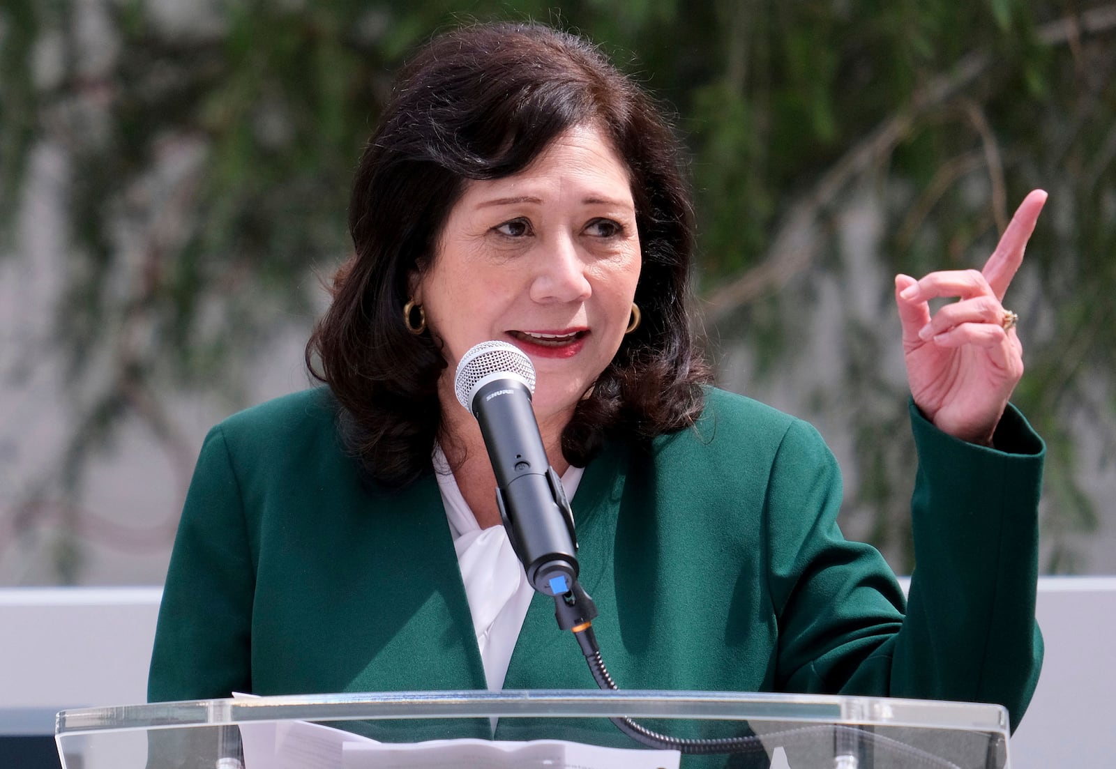 FILE - Los Angeles County Supervisor Hilda Solis speaks during a news conference Wednesday, May 3, 2023, in Los Angeles. (Dean Musgrove/The Orange County Register via AP,File)