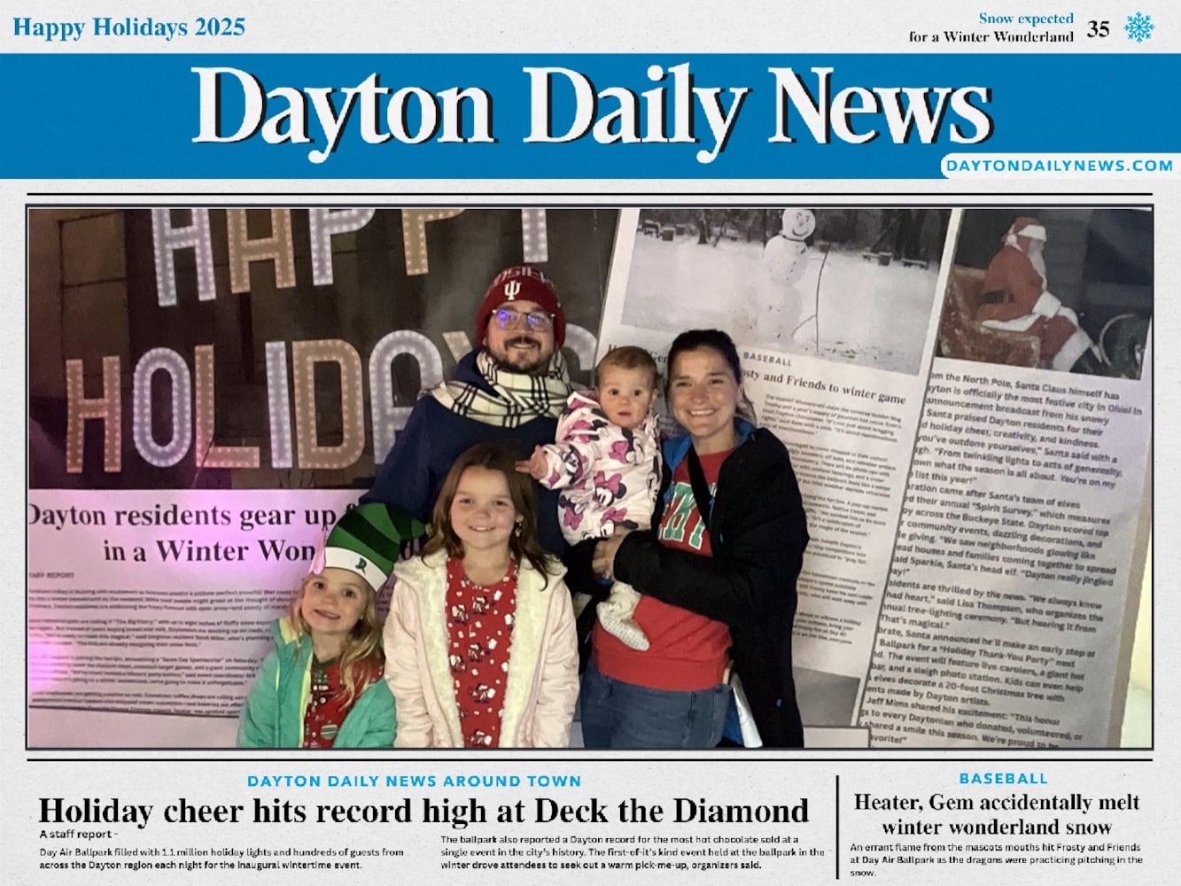 "Front Page News" photo booth photos from Deck the Diamond