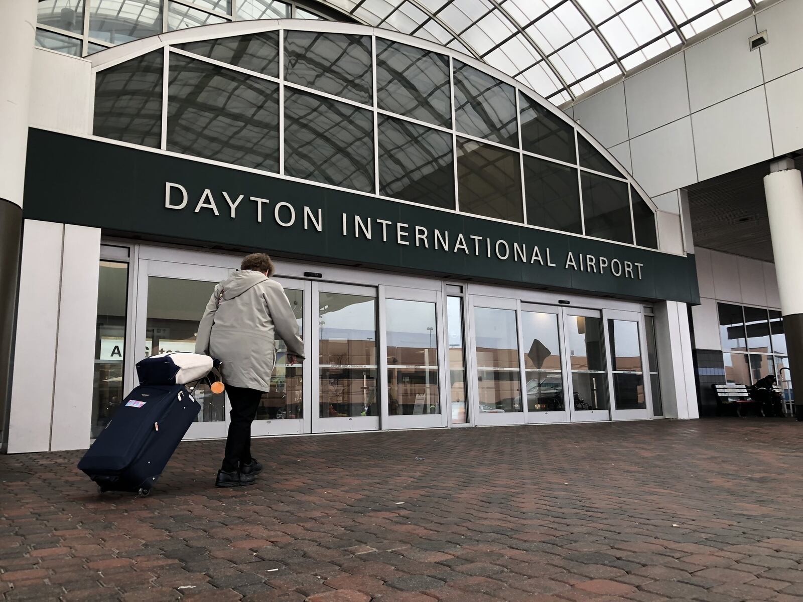 A traveler enters the Dayton International Terminal, which is under renovations currently. KARA DRISCOLL/STAFF