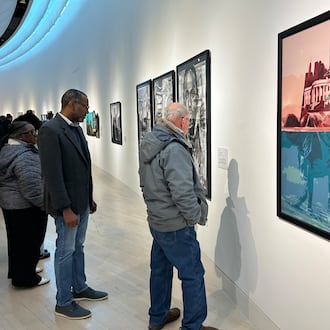 Springfield Museum of Art visitors check out its latest exhibition, "Black Lives as Subject Matter III," a follow-up to an award-winning exhibition, which features the works of more than 20 local and regional Black artists. BRETT TURNER / CONTRIBUTED