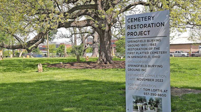 The Springfield Burying Ground, the first platted cemetery in Springfield, is undergoing a restoration this year. BILL LACKEY/STAFF