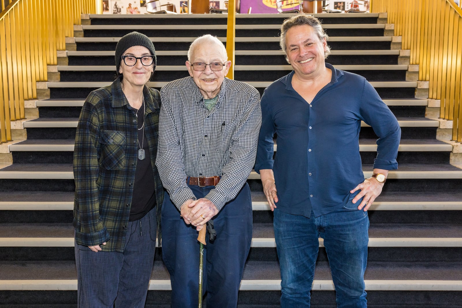 Roger Brucker (center) is pictured in New York with director/writer Tina Landau and composer/lyricist Adam Guettel from the "Floyd Collins" musical on Broadway.
TRICIAL BARON/CONTRIBUTED
