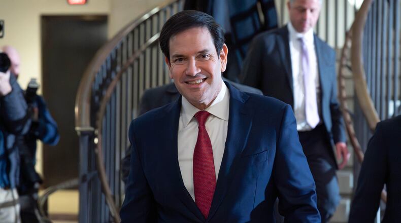 Secretary of State Marco Rubio arrives at the U.S. Capitol Monday, Jan. 5, 2026, for a closed-door briefing with top lawmakers after President Donald Trump ordered U.S. forces to capture Venezuelan President Nicolas Maduro and bring him to New York to face federal drug trafficking charges. (AP Photo/Jose Luis Magana)