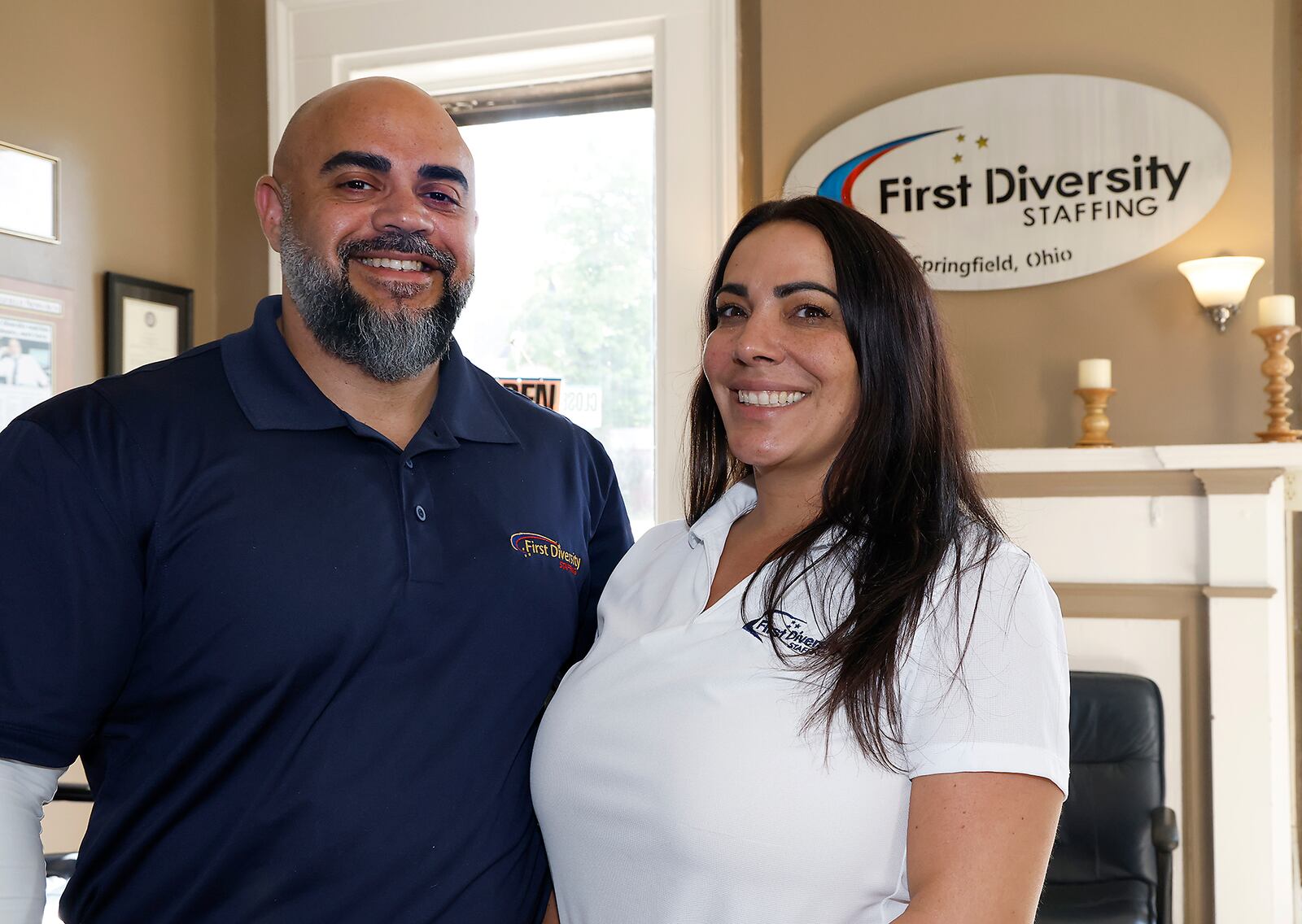 George Ten, the owner of First Diversity Staffing, and his wife, Rachael, Friday, Sept. 20, 2024. BILL LACKEY/STAFF