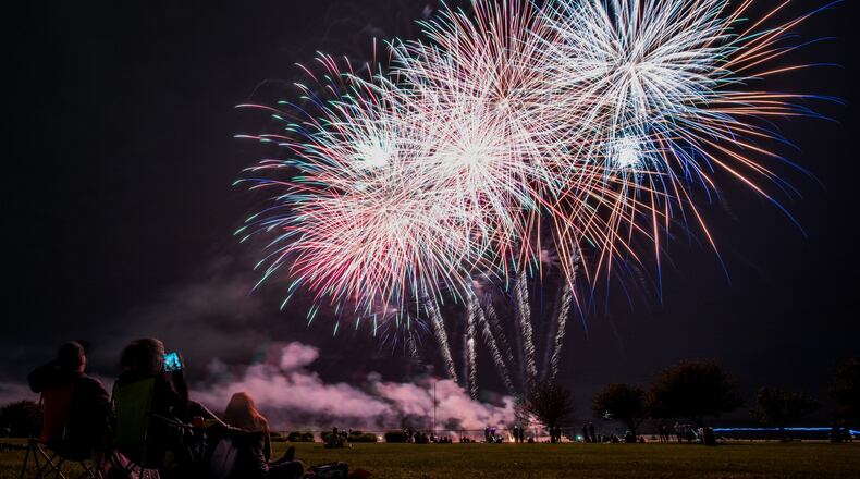 Fireworks are legal to buy in Ohio, but illegal to possess and set off. Pictured is a previous fireworks display at the Broad Street Blast at Smith Park in Middletown. NICK GRAHAM/FILE
