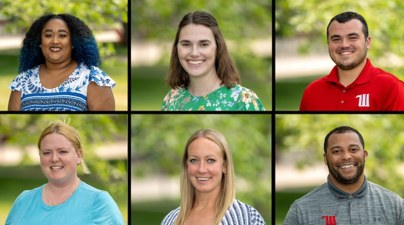 Starting fall 2023, all incoming Wittenberg University students will be paired with one of six new success advisors - Mercedes Singleton (top left), Grace Sever (top middle), John DeVito (top right), Mary Zimmerman (bottom left), Lynsey Warren (bottom middle) and Drew Sawyer (bottom right). Contributed