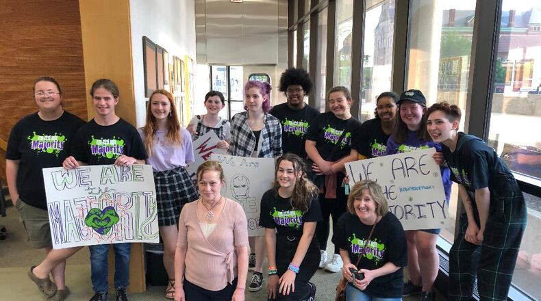 A group of teens and adults from the upcoming show "Attention Must Be Paid" performed a song from it for the Springfield City Commissioners on Tuesday as part of the statewide "We Are the Majority" celebrations across Ohio. The event was for students who choose to stay free of substance-abuse.