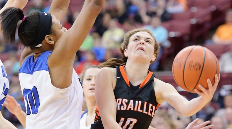 Guard Kami McEldowney (shooting) is a senior starter for top-ranked Versailles (D-III). Contributed Photo by Bryant Billing