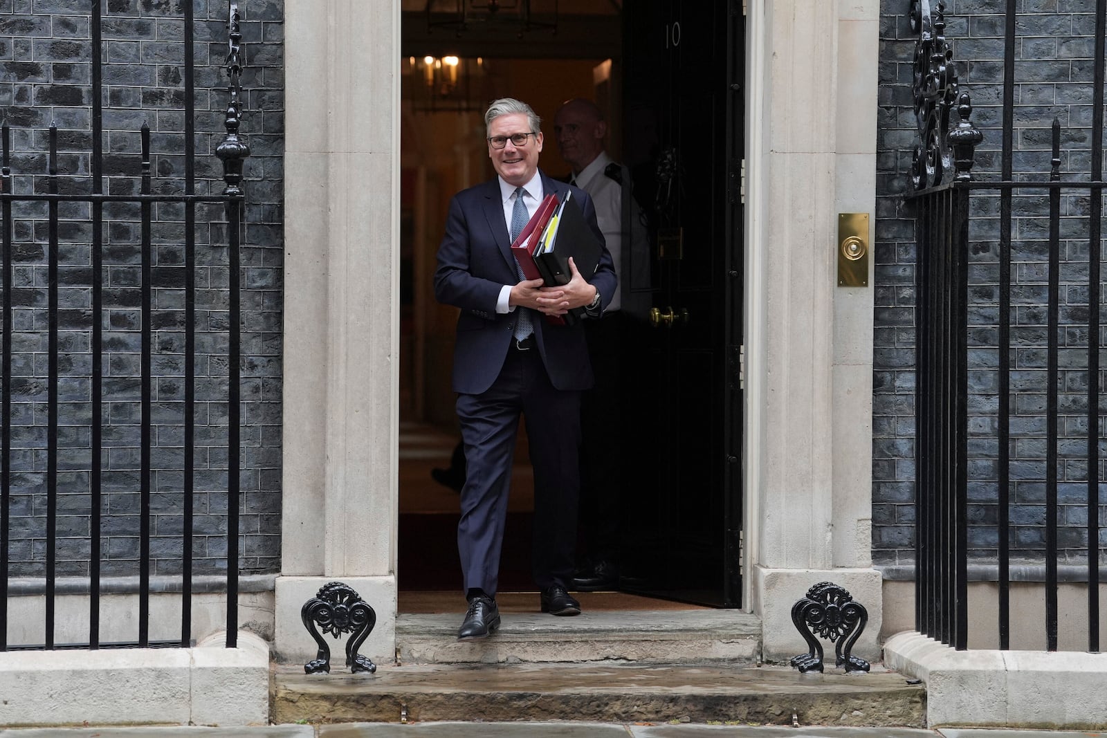 British Prime Minister Keir Starmer departs 10 Downing Street, London, to attend Prime Minister's Questions at the Houses of Parliament, on Wednesday July 2, 2025. (Lucy North/PA via AP)