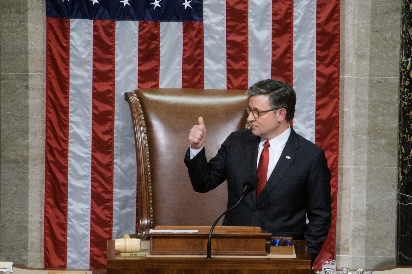 Speaker of the House Mike Johnson, R-La., prepares to gavel in the House chamber for final passage of President Donald Trump's signature bill of tax breaks and spending cuts, at the Capitol, Thursday, July 3, 2025, in Washington. (AP Photo/Rod Lamkey, Jr.)