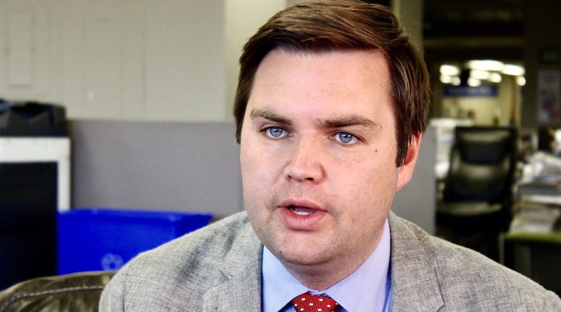 Middletown native, J.D. Vance is back in Ohio to head a nonprofit aimed at helping some of the social issues he wrote about in his best-selling “Hillbilly Elegy.” MICHAEL BURIANEK/STAFF