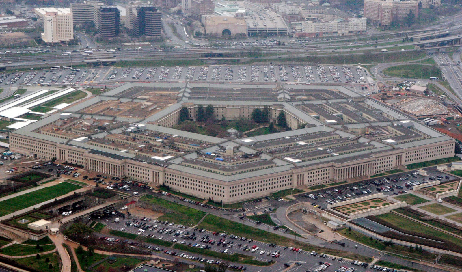 FILE - The Pentagon is seen in this aerial view, in Washington, March 27, 2008. (AP Photo/Charles Dharapak, File)