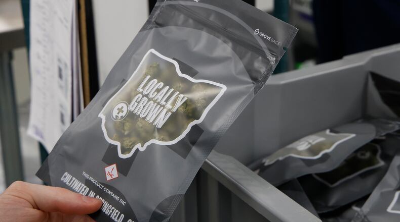 A bag of Pure Ohio Wellness cannabis Dec. 4, 2023. BILL LACKEY/STAFF