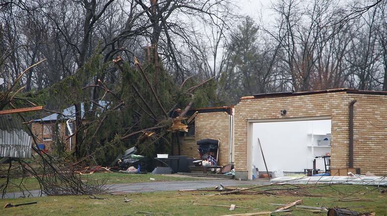 Homes along Ridge Road in Clark County have either been temporarily patch up or moved out of Wednesday, March 6, 2024 a week after an EF-2 tornado ripped through the area. BILL LACKEY/STAFF