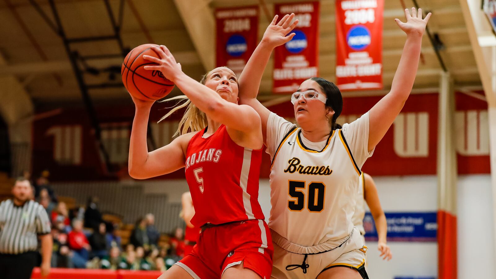 Southeastern High School sophomore Ryland Workman is guarded by Shawnee freshman Aari Morgan during their game earlier this season at Wittenberg University. Michael Cooper/CONTRIBUTED