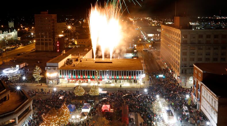 Fireworks burst over downtown Springfield during the 2016 Holiday in the City festival evening. Bill Lackey/Staff