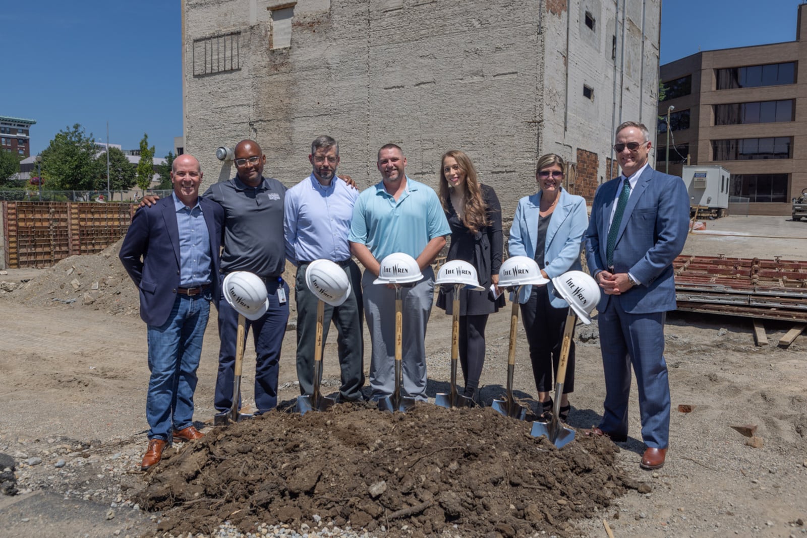 A groundbreaking for the long-awaited Wren Building project in downtown Springfield was held July 23. PHOTO BY ROD HATFIELD.