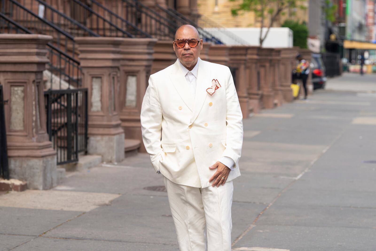 Entrepreneur and co-owner of Harlem Haberdashery, Guy Wood, poses for a portrait on Thursday, May 1, 2025, in New York. (AP Photo/Gary Gerard Hamilton)