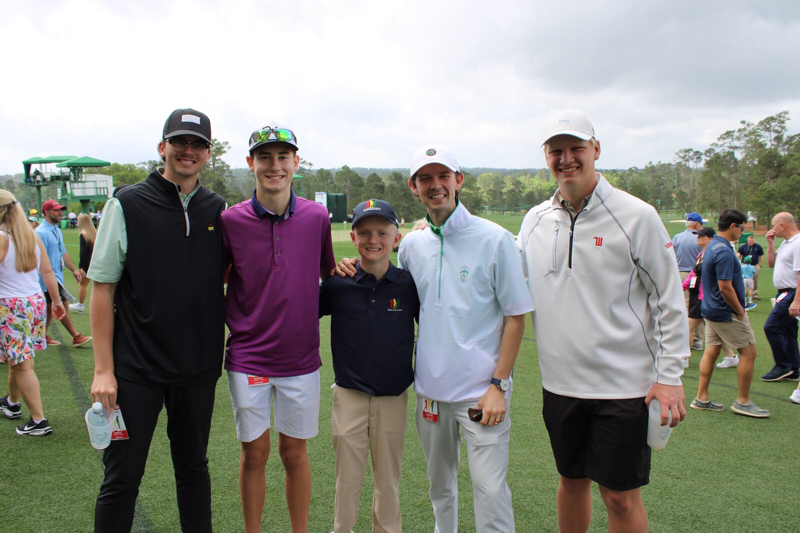 Springfield's Chaz Zitzner poses for a photo with (left to right) Springfield Country Club Assistant Golf Pro Nick Corbin, Springfield CC member Micah Ferguson, Springfield Country Club Head Golf Pro Jake Houston and Wittenberg golfer Griffin Turner at the Drive, Chip and Putt National Finals  on April 6. at Augusta National Golf Club in Augusta, Ga. CONTRIBUTED PHOTO