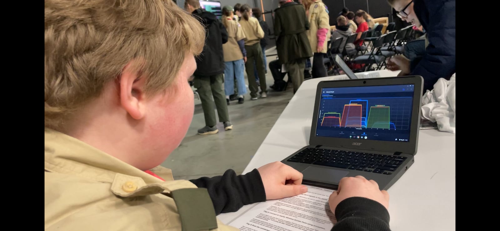 Scouts who gathered at the National Museum of the U.S. Air Force on Saturday participated in several workshops related to cybersecurity.