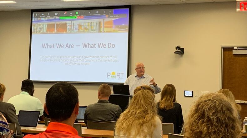 Joseph M. Geraghty, executive director of the Dayton-Montgomery County Port Authority, speaks on Tuesday Aug. 30, 2022 at the Comprehensive Economic Development Strategy Resources Workshop at the Dayton Development Coalition office.