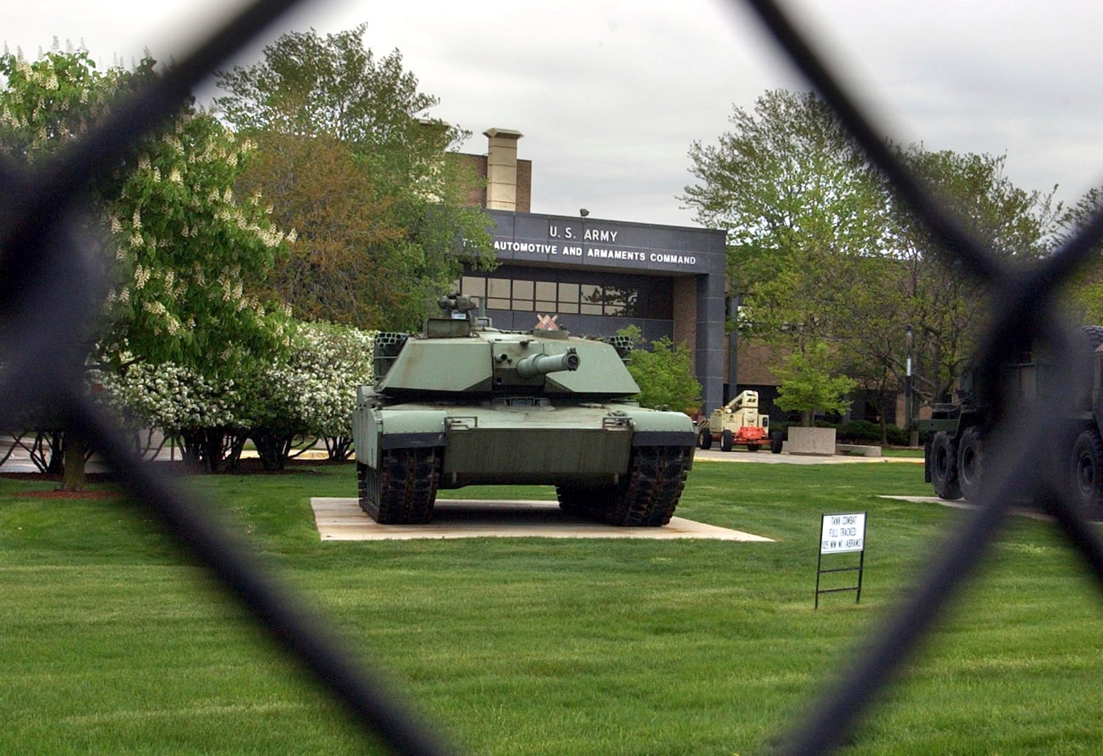 FILE - An M1 Abrams tank is displayed outside the Tank-Army Automotive and Armaments Command (TACOM) in Warren, Mich., Friday, May 13, 2005. (AP Photo/Carlos Osorio, file)