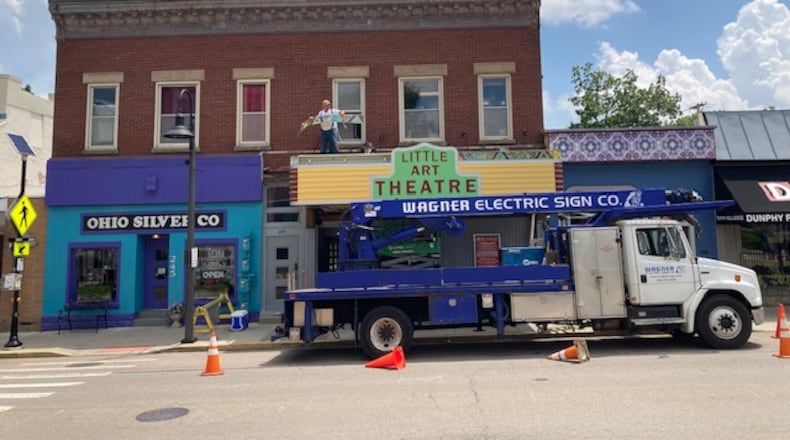 The new marquee of the Little Art Theater will be dedicated Friday in Yellow Springs. TOM STAFFORD / CONTRIBUTED