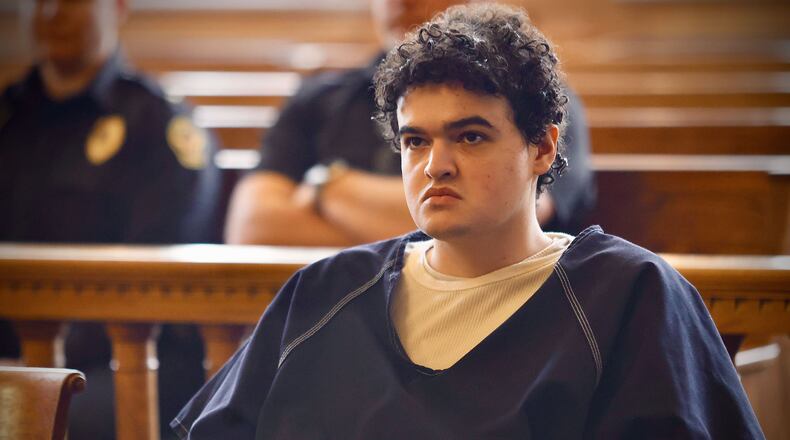 Jackson Bleything, 22, at his sentencing hearing at Greene County Common Pleas Court, Monday, November 18, 2024. MARSHALL GORBY \STAFF