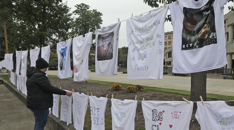 Several events will be held in Clark and Champaign Counties this weekend, including the Victim Witness Division of the Clark County Prosecutors Office's Clothesline Project at Springfield City Hall. BILL LACKEY/STAFF