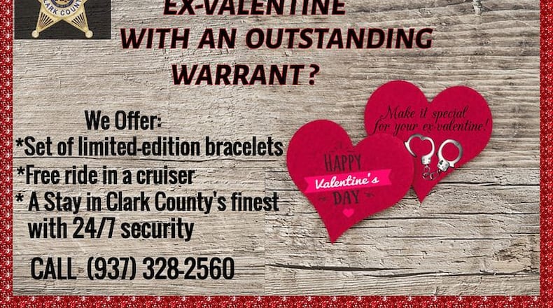 The Clark County Sheriff's Office posted a tongue-in-cheek appeal on social media asking those who have exes with an outstanding warrant to let deputies know and offering limited-edition bracelets, or handcuffs.