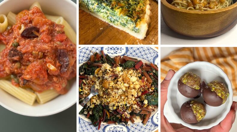 Dayton chef Whitney Kling has created recipes that include a pasta dish, spinach quiche, chick peas, Swiss chard and Dubai chocolate. CONTRIBUTED