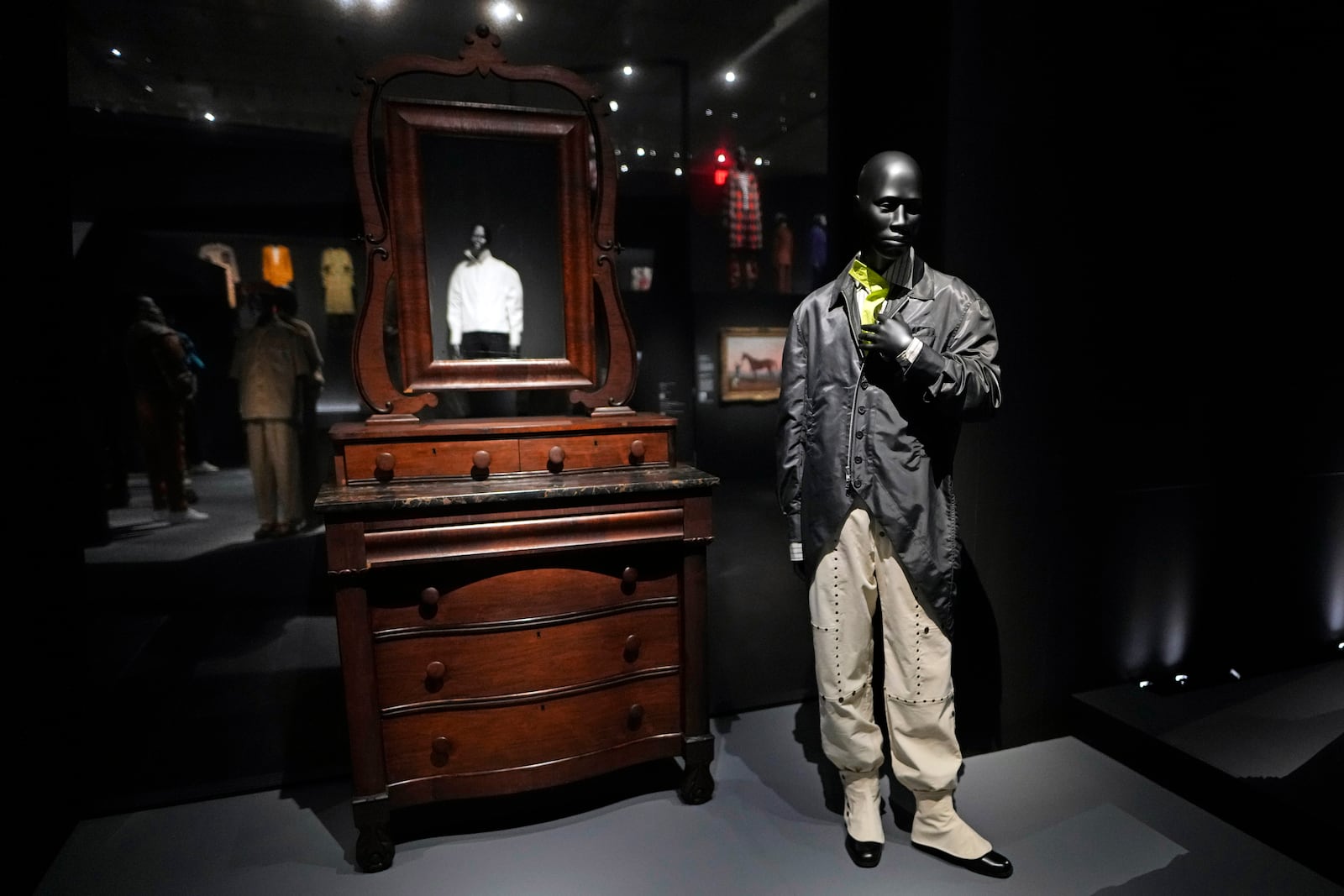 A design by Daniel Gayle and James Bosley for Denzilpatrick is displayed at the Metropolitan Museum of Art's Costume Institute exhibition, "Superfine: Tailoring Black Style," on Saturday, May 3, 2025, in New York. (Photo by Charles Sykes/Invision/AP)