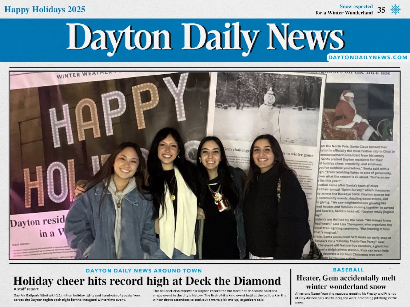 "Front Page News" photo booth photos from Deck the Diamond