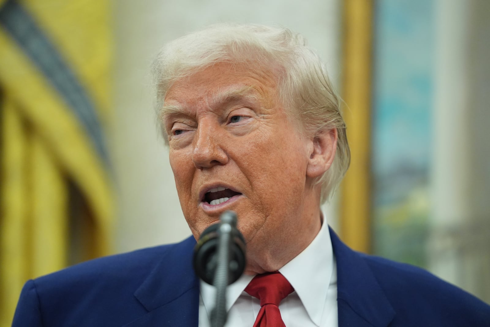 President Donald Trump speaks during a swearing in ceremony for interim U.S. Attorney General for the District of Columbia Jeanine Pirro, Wednesday, May 28, 2025, in Washington. (AP Photo/Evan Vucci)