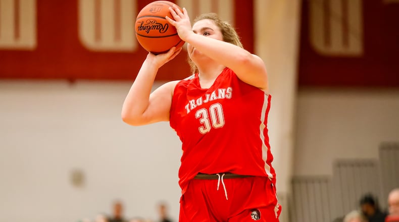 Southeastern High School senior Layni Bonifay shoots a jumper during their game against Shawnee earlier this season at the Clark County Basketball Showcase at Wittenberg University's Pam Evans Smith Arena in Springfield. Michael Cooper/CONTRIBUTED