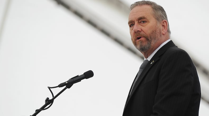 Ohio Attorney General Dave Yost pictured at the Montgomery County 15th Annual Law Enforcement Memorial Ceremony held at Riverscape Friday, May 6, 2022. MARSHALL GORBY\STAFF FILE