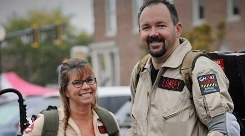 April and Mike Lowrey accepting award at Foys Halloween Celebration in Fairborn. Submitted photo.