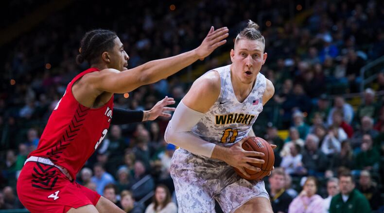 Wright State’s Loudon Love looks for room to manuever during Saturday night’s game vs. Youngstown State at the Nutter Center. Joseph Craven/WSU Athletics