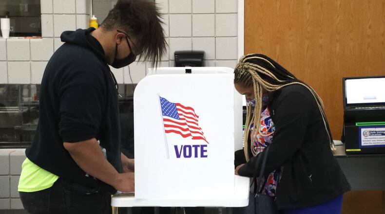 Voters at Fulton Elementary in Springfield. Nov. 3, 2020.